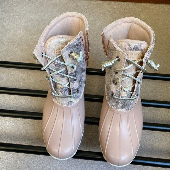 SPERRY Women Saltwater Camouflage 87060 Leather Duck Boots - NEW NWB - Picture 2 of 9